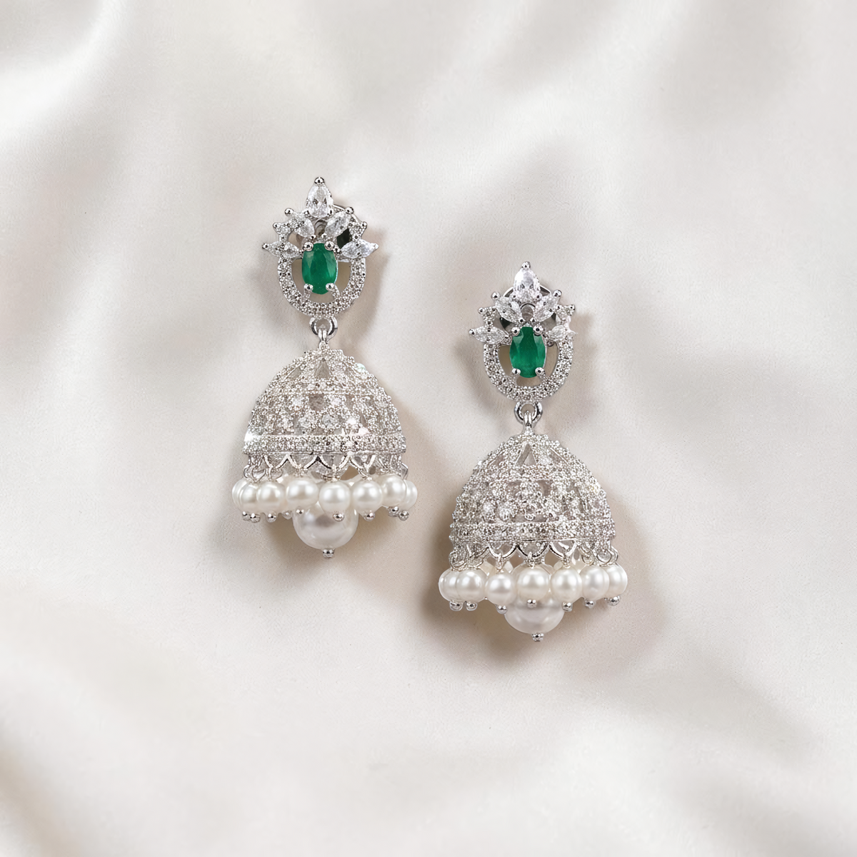 Rhodium-Tone Jhumka