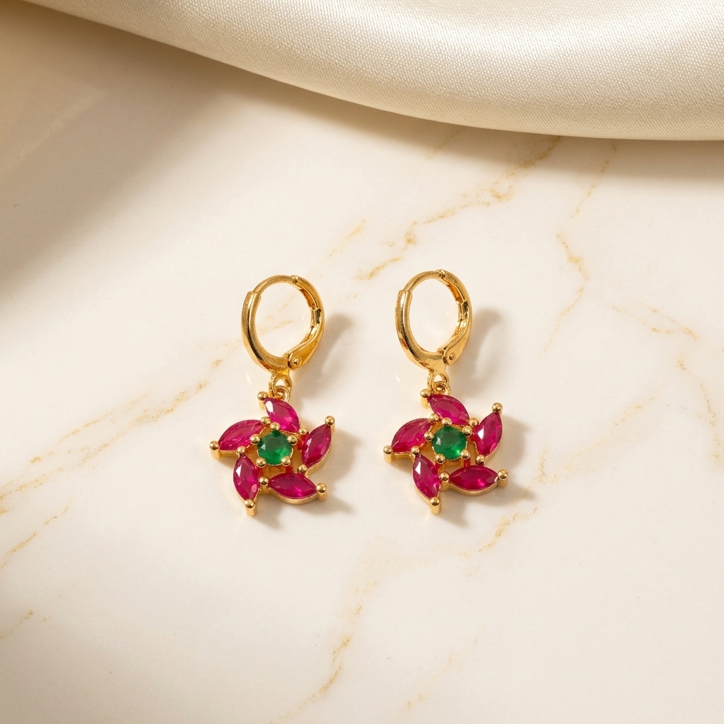 Ruby & Emerald Pinwheel - front view