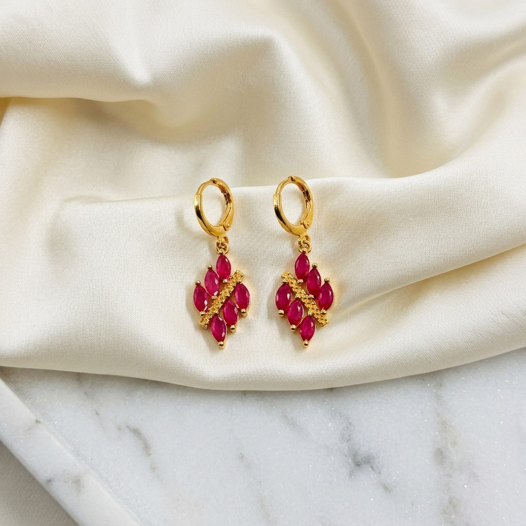 Ruby Leaf Cluster - worn/model view