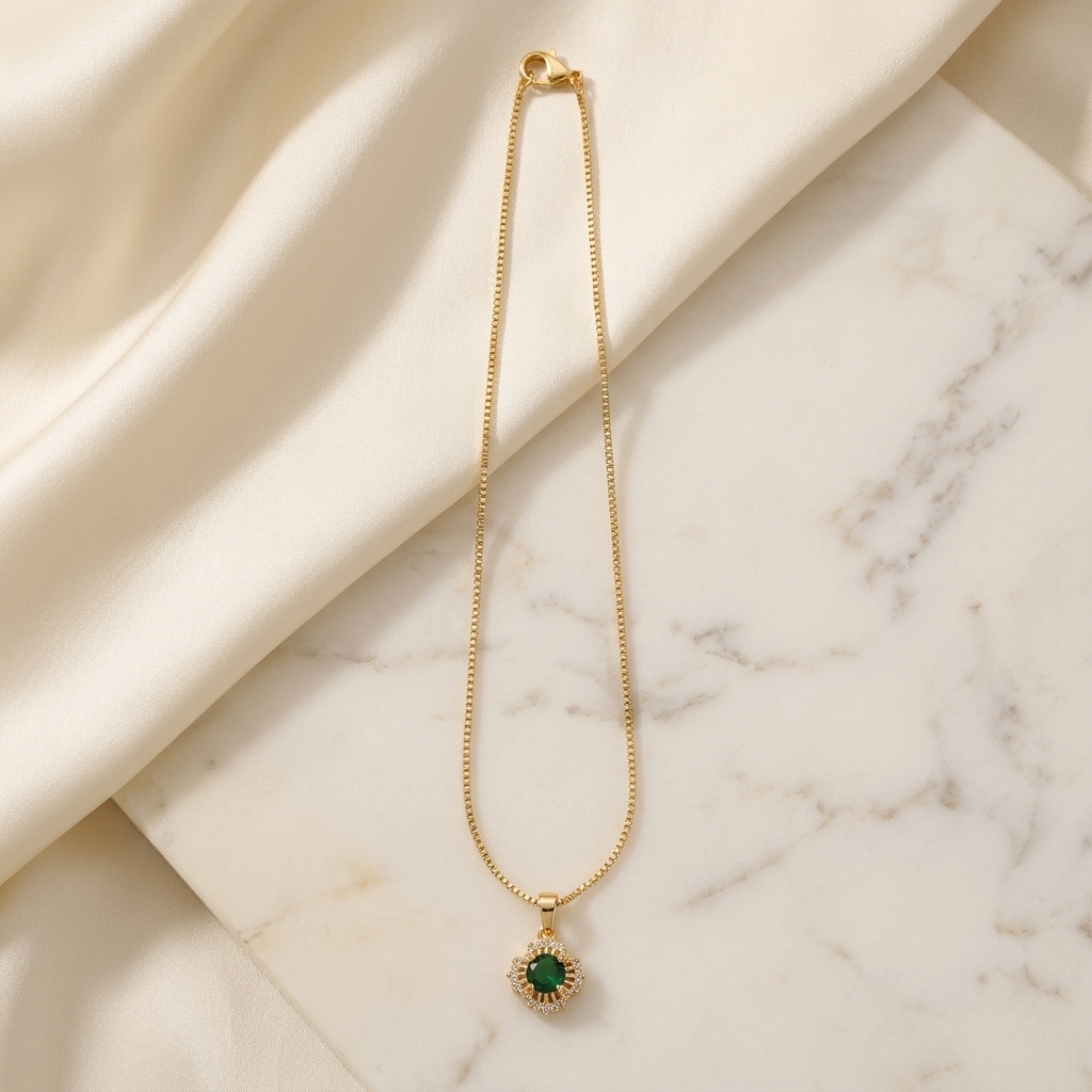 Emerald Pendant - worn/model view