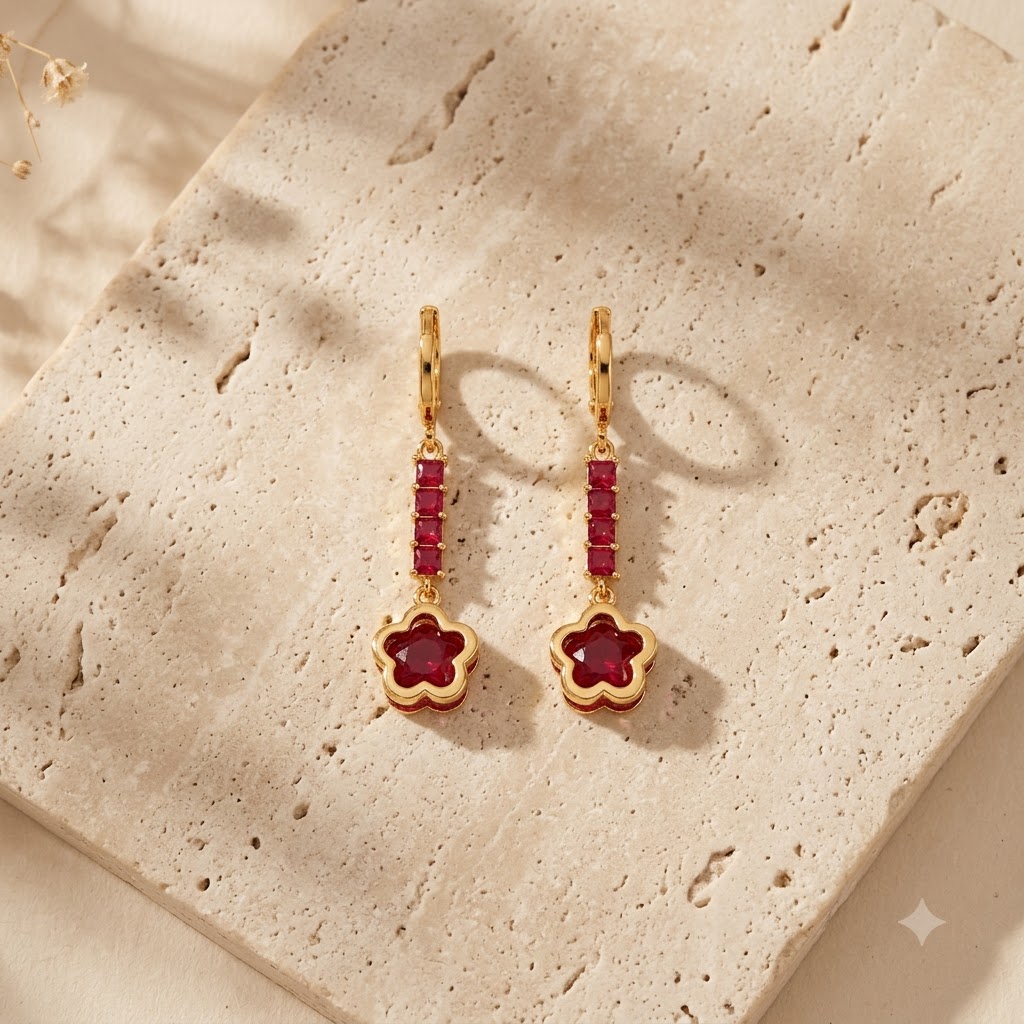 Ruby Linear Floral - side angle view