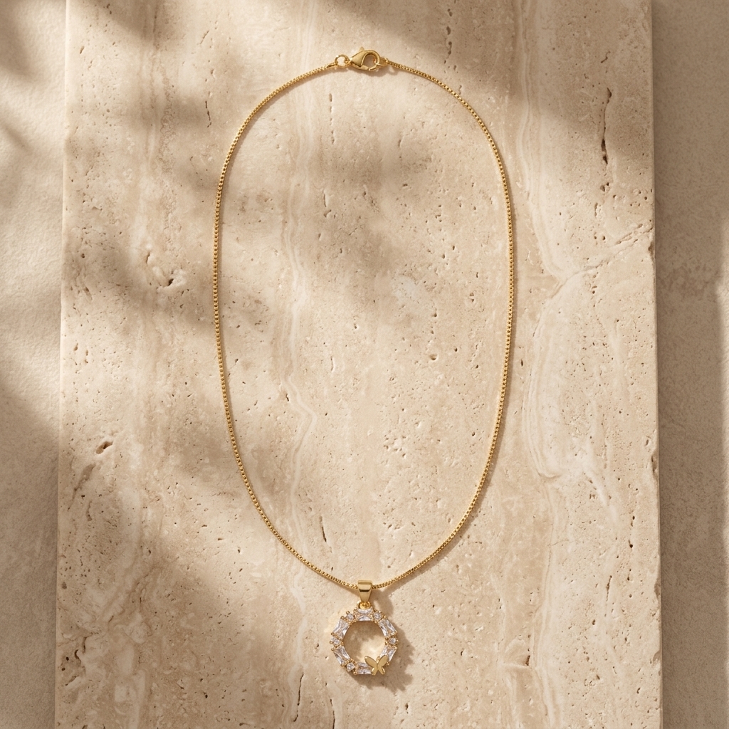 Wreath Pendant - worn/model view