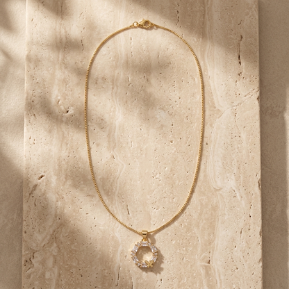Wreath Pendant - worn/model view
