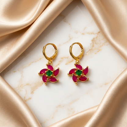 Ruby & Emerald Pinwheel - close-up detail view