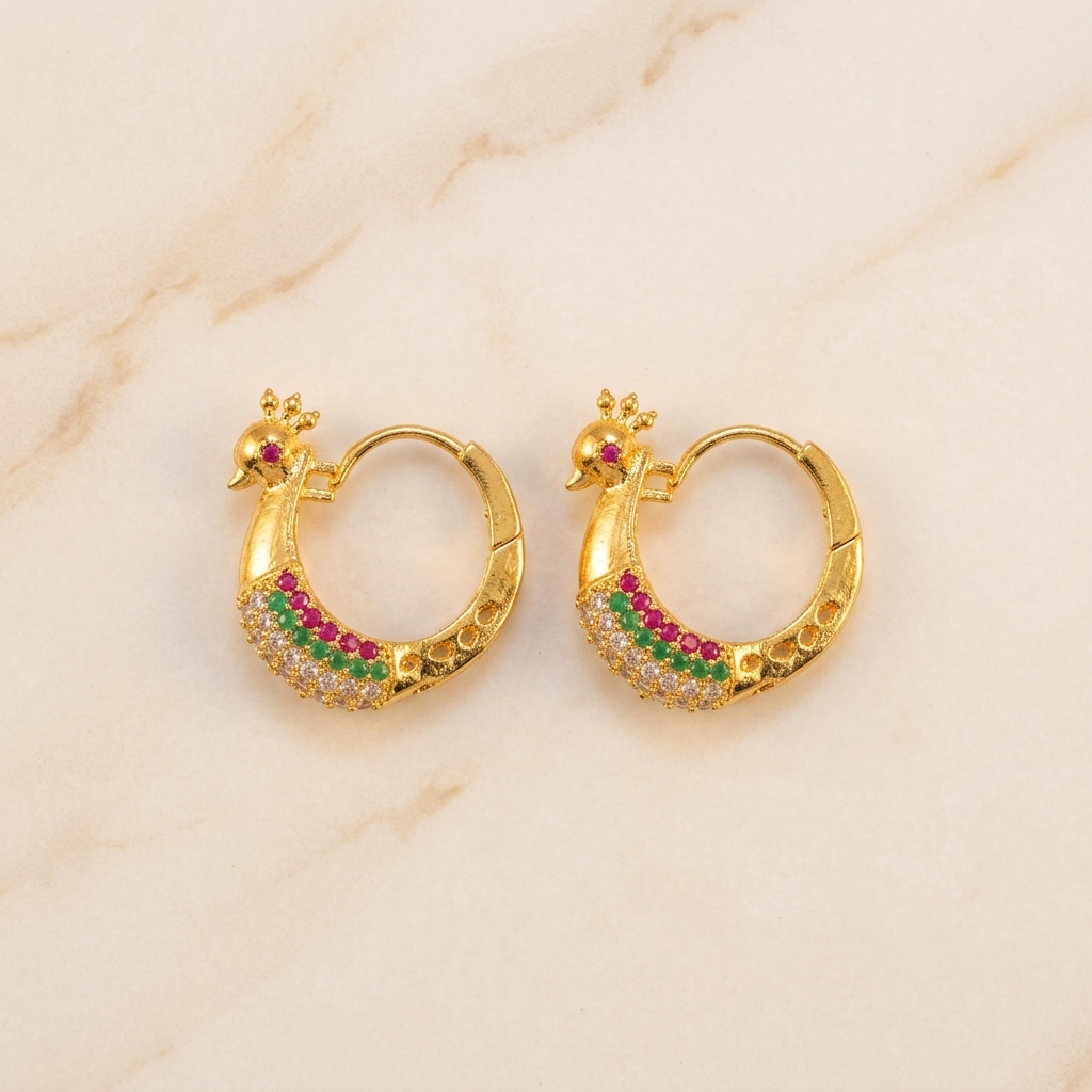 Chunky Polished Hoop - worn/model view