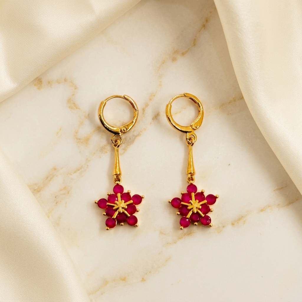 Ruby Floral Star - side angle view