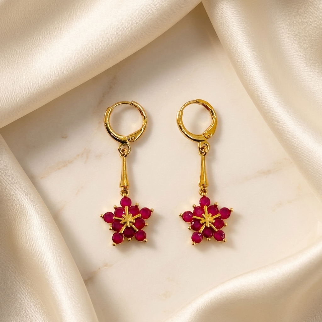 Ruby Floral Star - front view