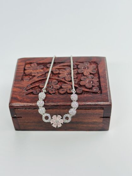 Pink Stone Flower Bolo Bracelet