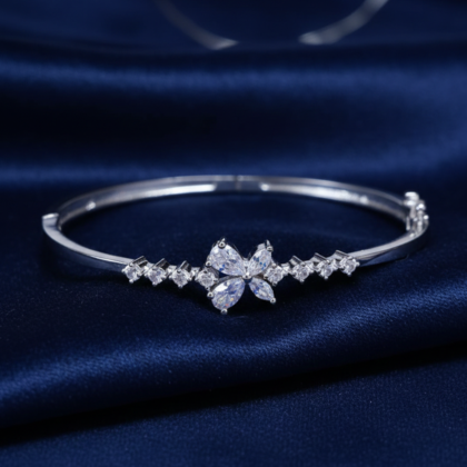 CZ Stone Rhodium-Tone Bracelet