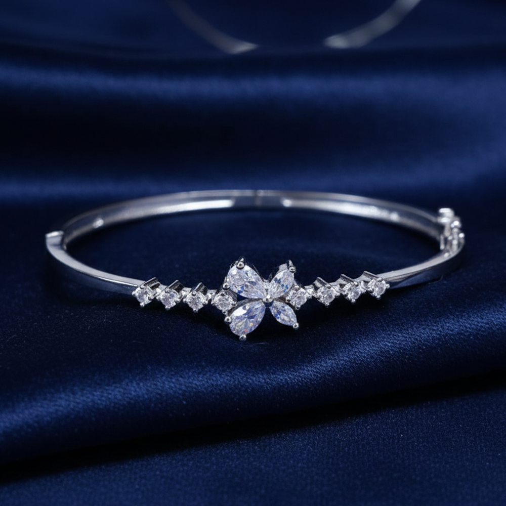 CZ Stone Rhodium-Tone Bracelet