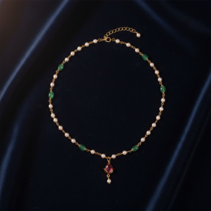 Ruby Pearl Beaded Necklace