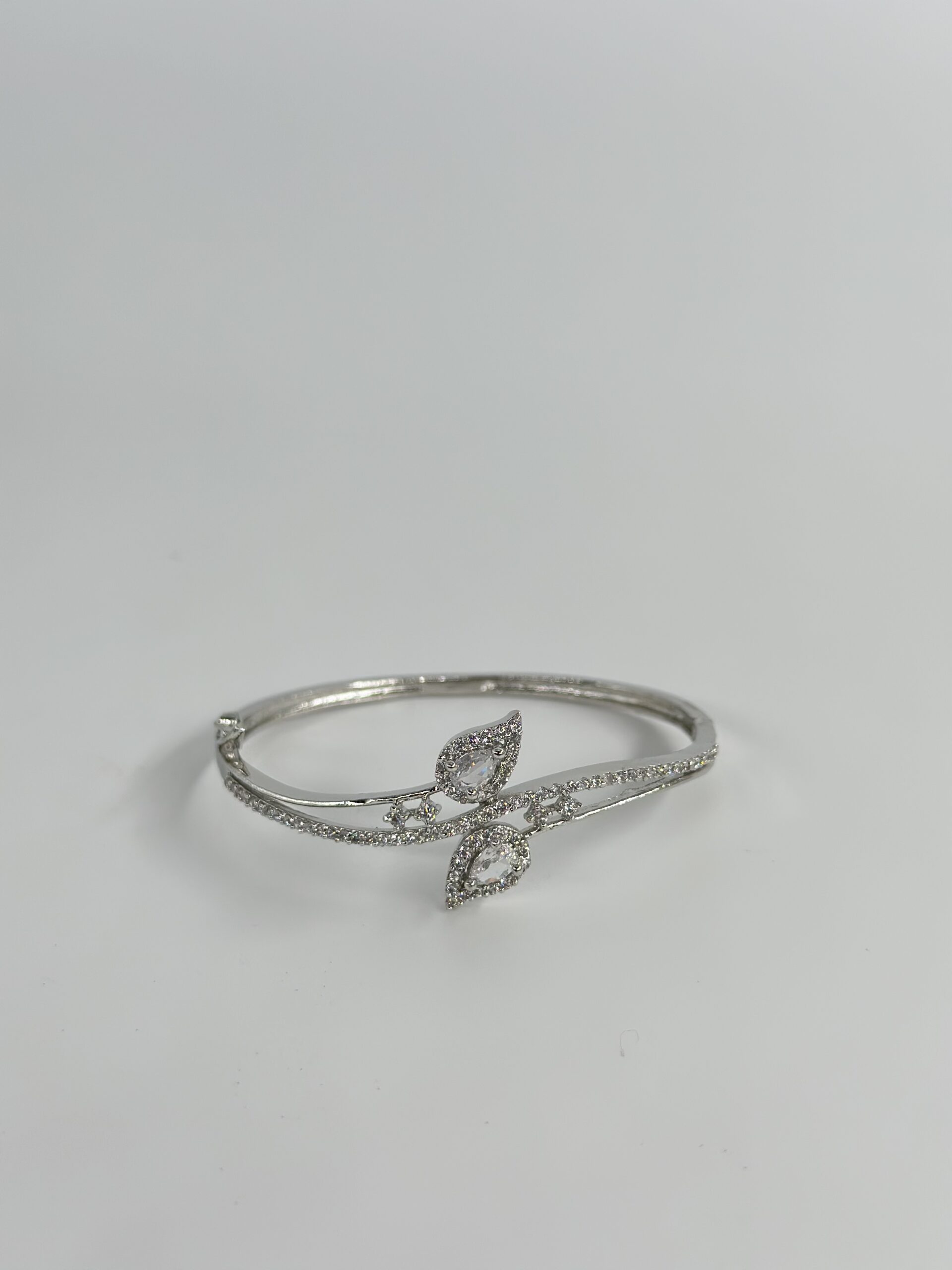 CZ Stone Rhodium-Tone Openable Bracelet - Image 4