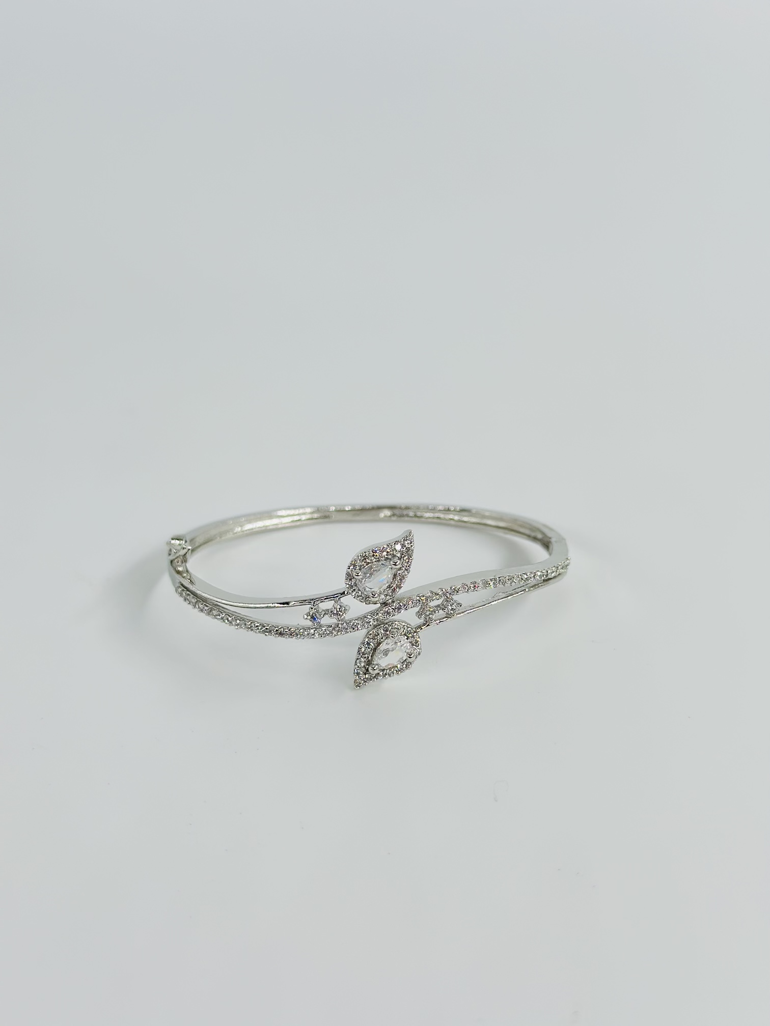 CZ Stone Rhodium-Tone Openable Bracelet - Image 3