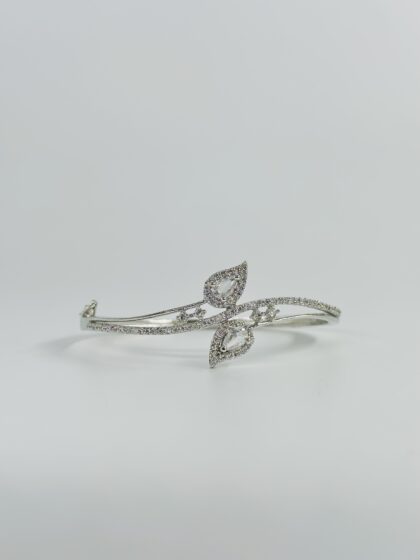 CZ Stone Rhodium-Tone Openable Bracelet