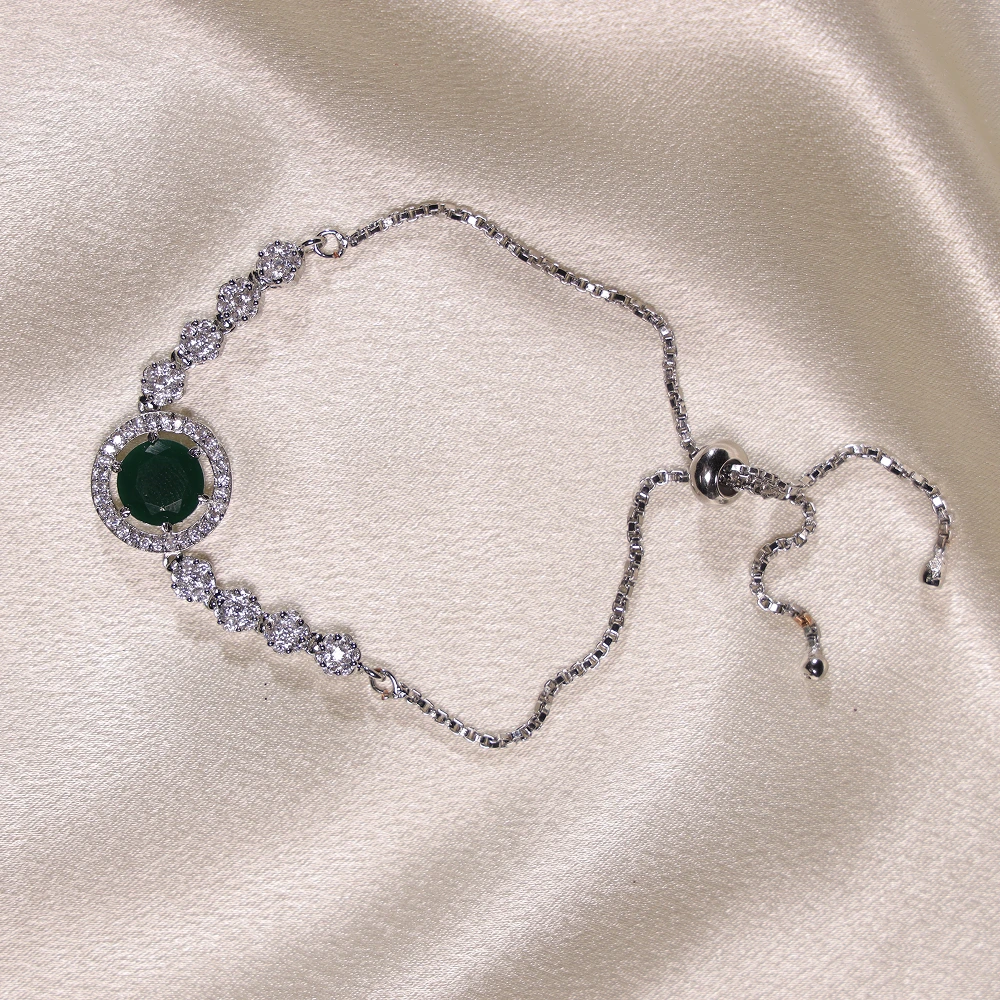 Dark Green Stone Oval Bolo Bracelet - Image 2