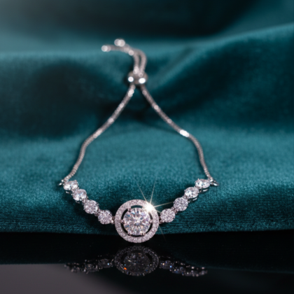 White Stone Oval Bolo Bracelet