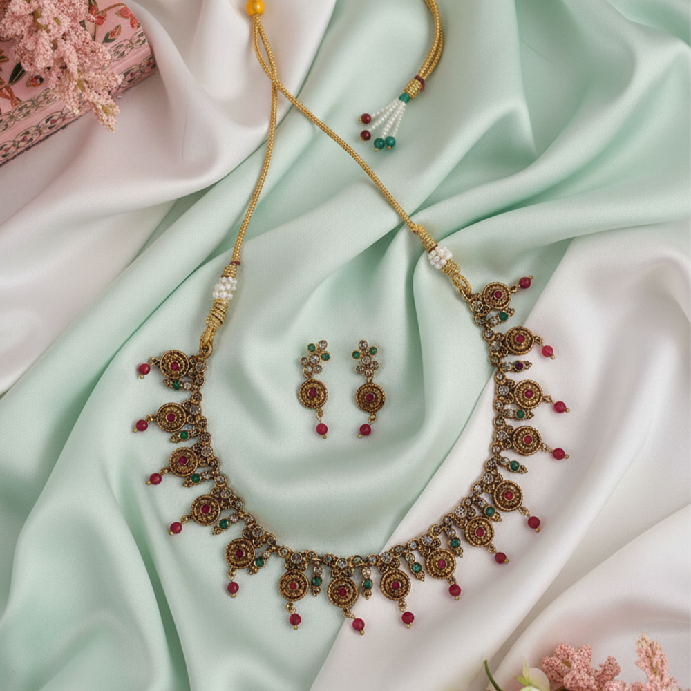 Multi-Stone Gold Tone Choker Set