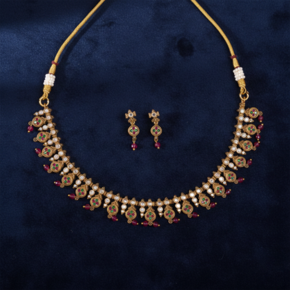 Antique Green-Red Temple Necklace Set