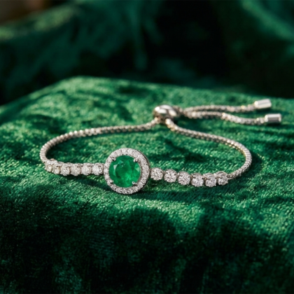 Dark Green Stone Oval Bolo Bracelet