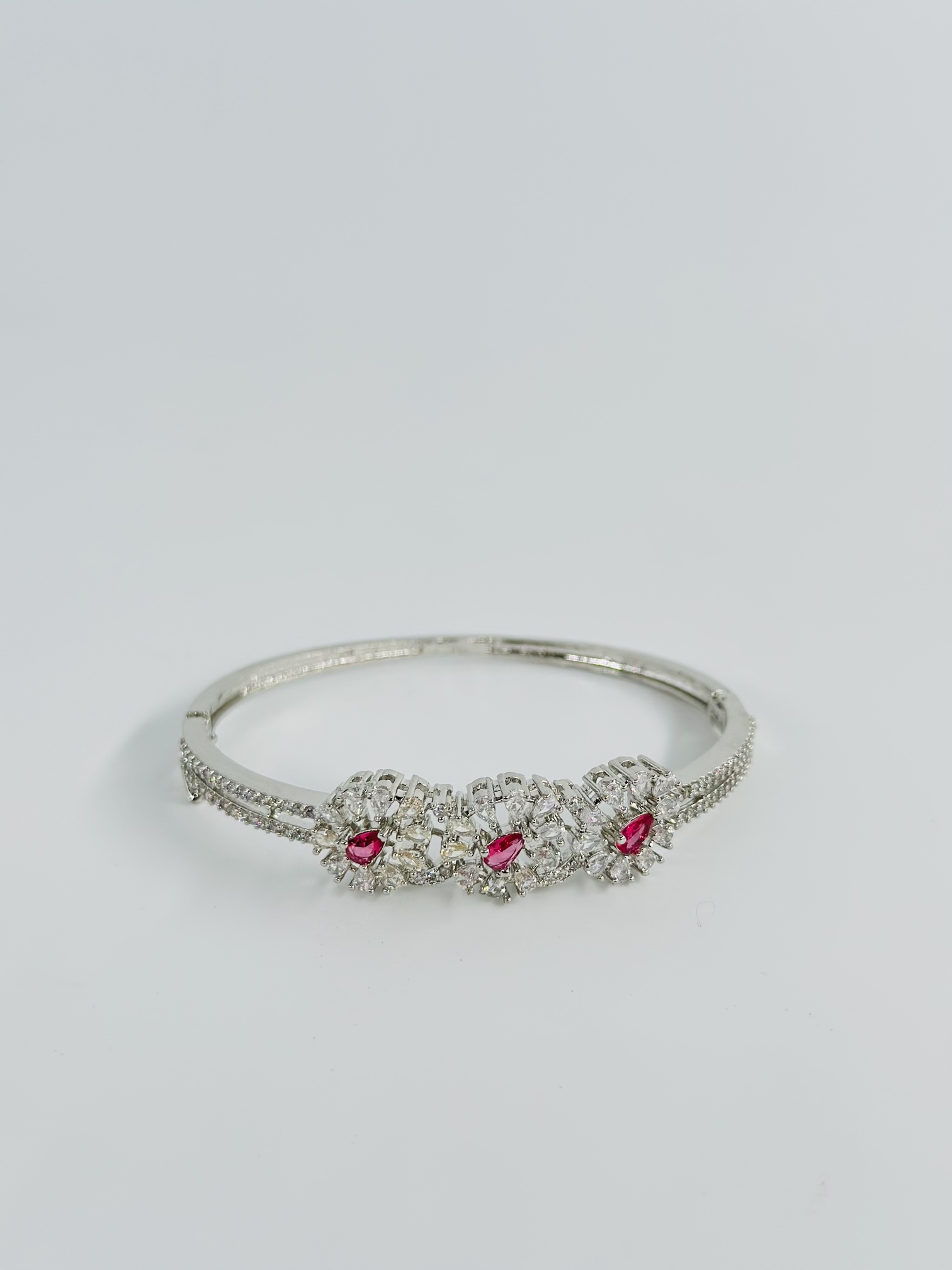 Pink & White Stone Rhodium-Tone Bracelet - Image 4