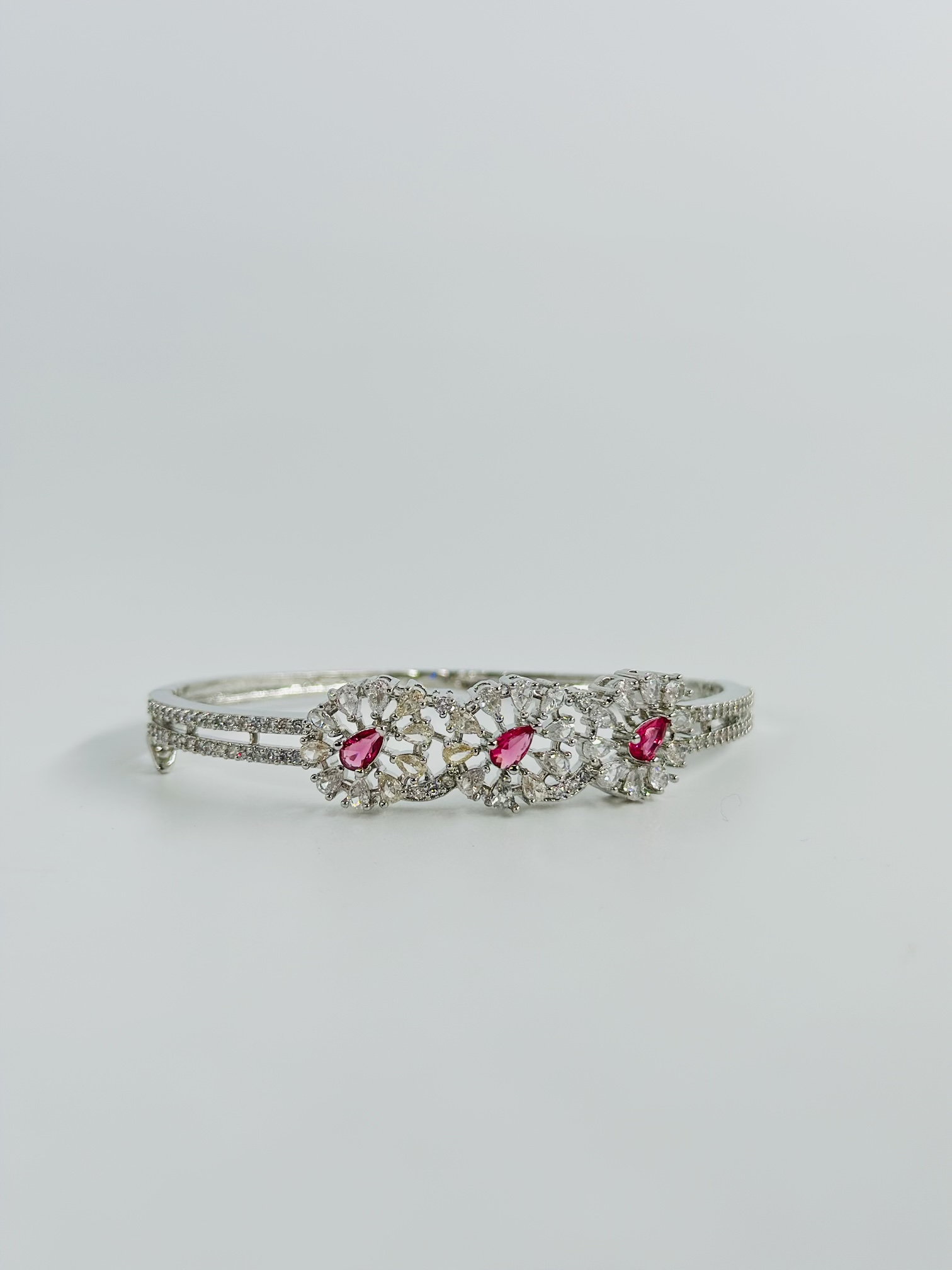 Pink & White Stone Rhodium-Tone Bracelet - Image 3