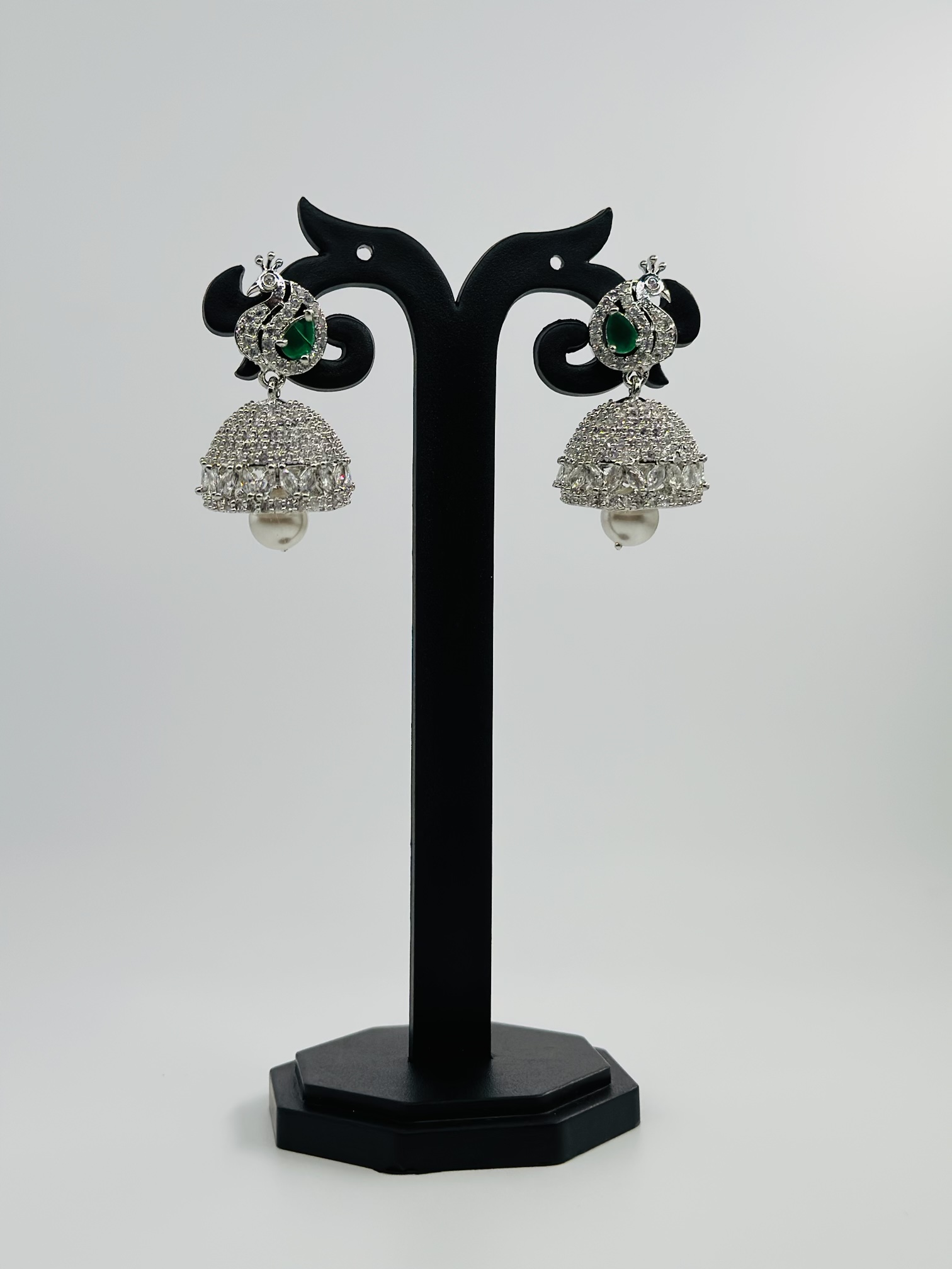 Peacock Jhumka Earrings - Image 3