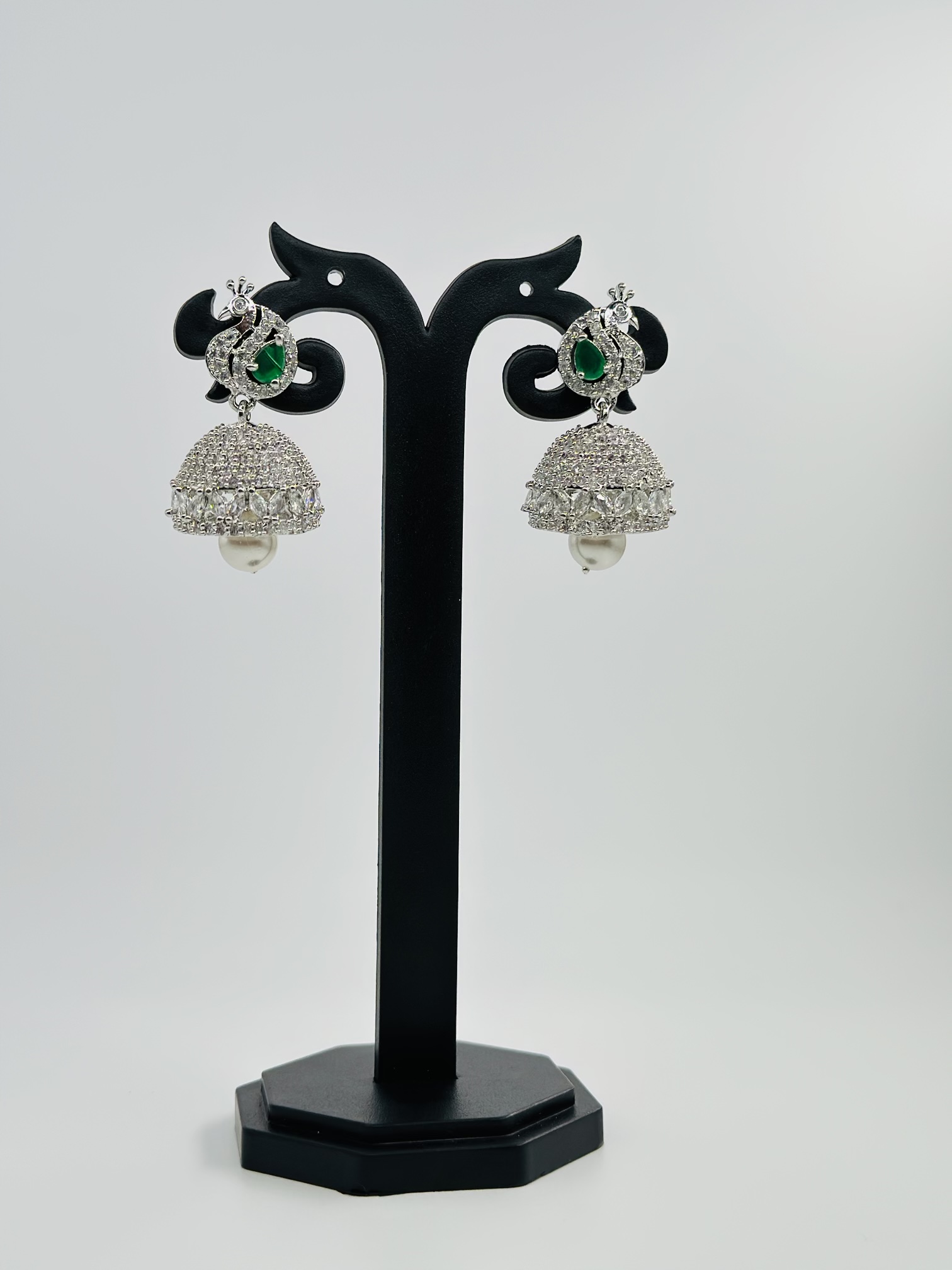 Peacock Jhumka Earrings - Image 4