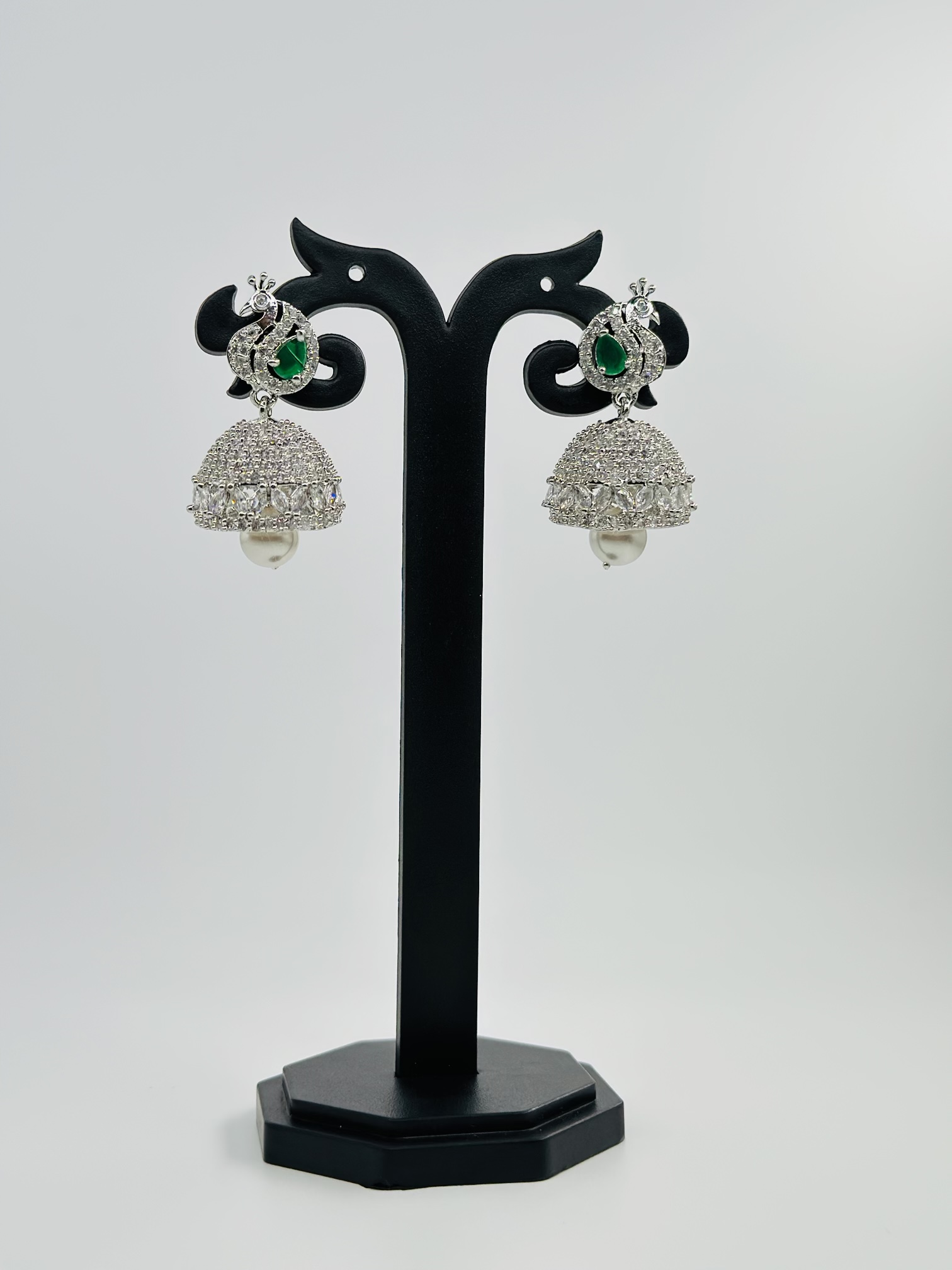 Peacock Jhumka Earrings - Image 2