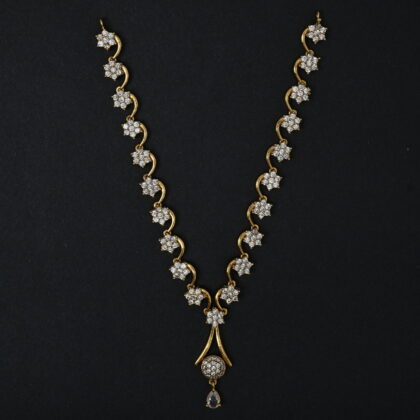 CZ Flower Gold-Tone Necklace Set