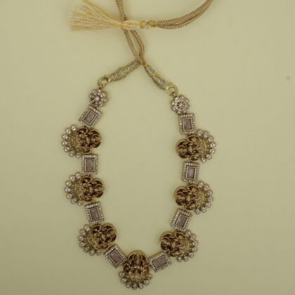 Gold-Tone Lakshmi & Rose Quartz Choker Set