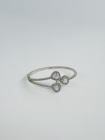 Silver-Tone Triple Heart Halo Motif Kada