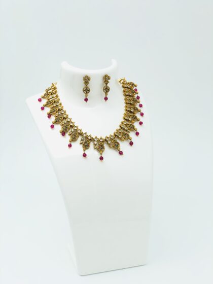 Antique Green-Red Temple Necklace Set