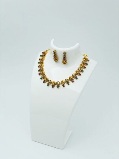 Multi-Stone Lakshmi Gold-Tone Necklace Set