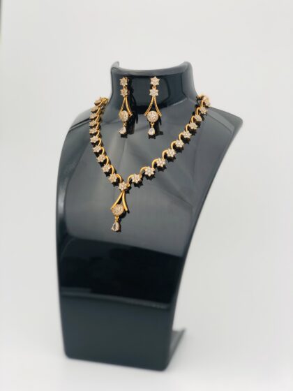 CZ Flower Gold-Tone Necklace Set