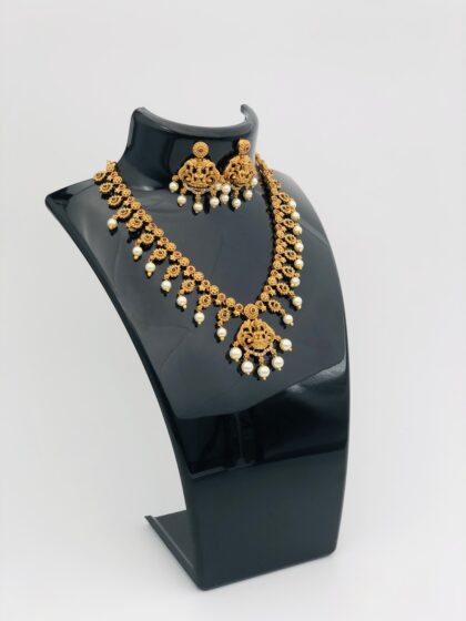 Antique Gold-Tone Lakshmi Motif Necklace Set