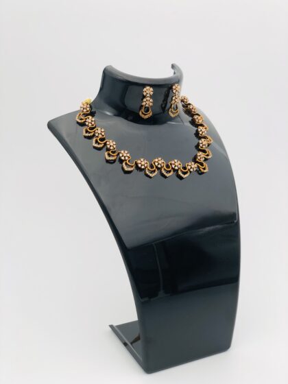 Gold-Tone CZ Floral Choker Set