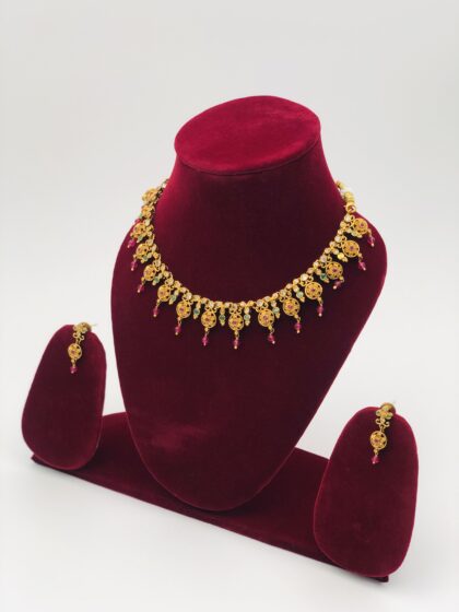 Multi-Stone Gold Tone Choker Set