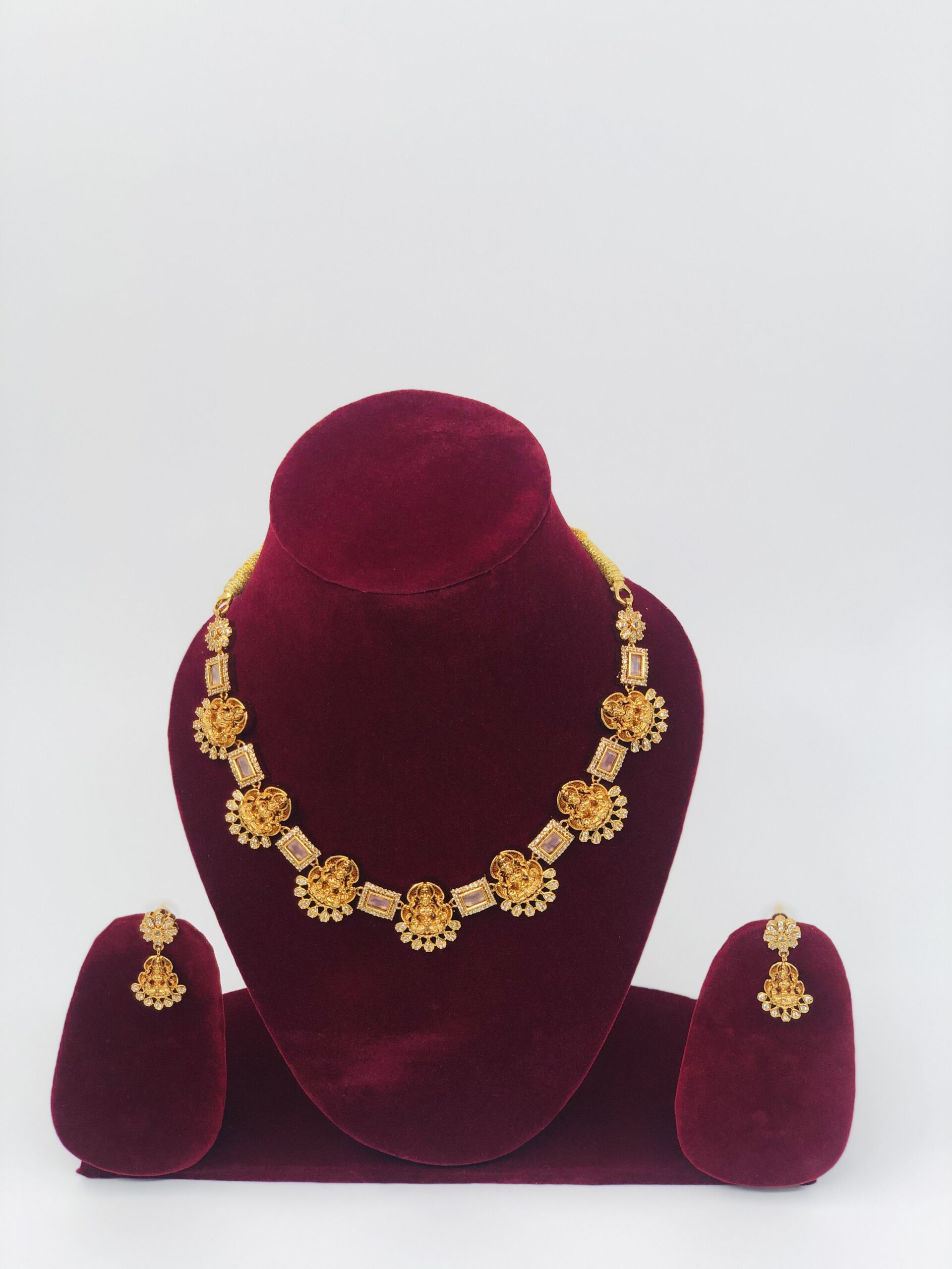 Gold-Tone Lakshmi & Rose Quartz Choker Set - Image 3