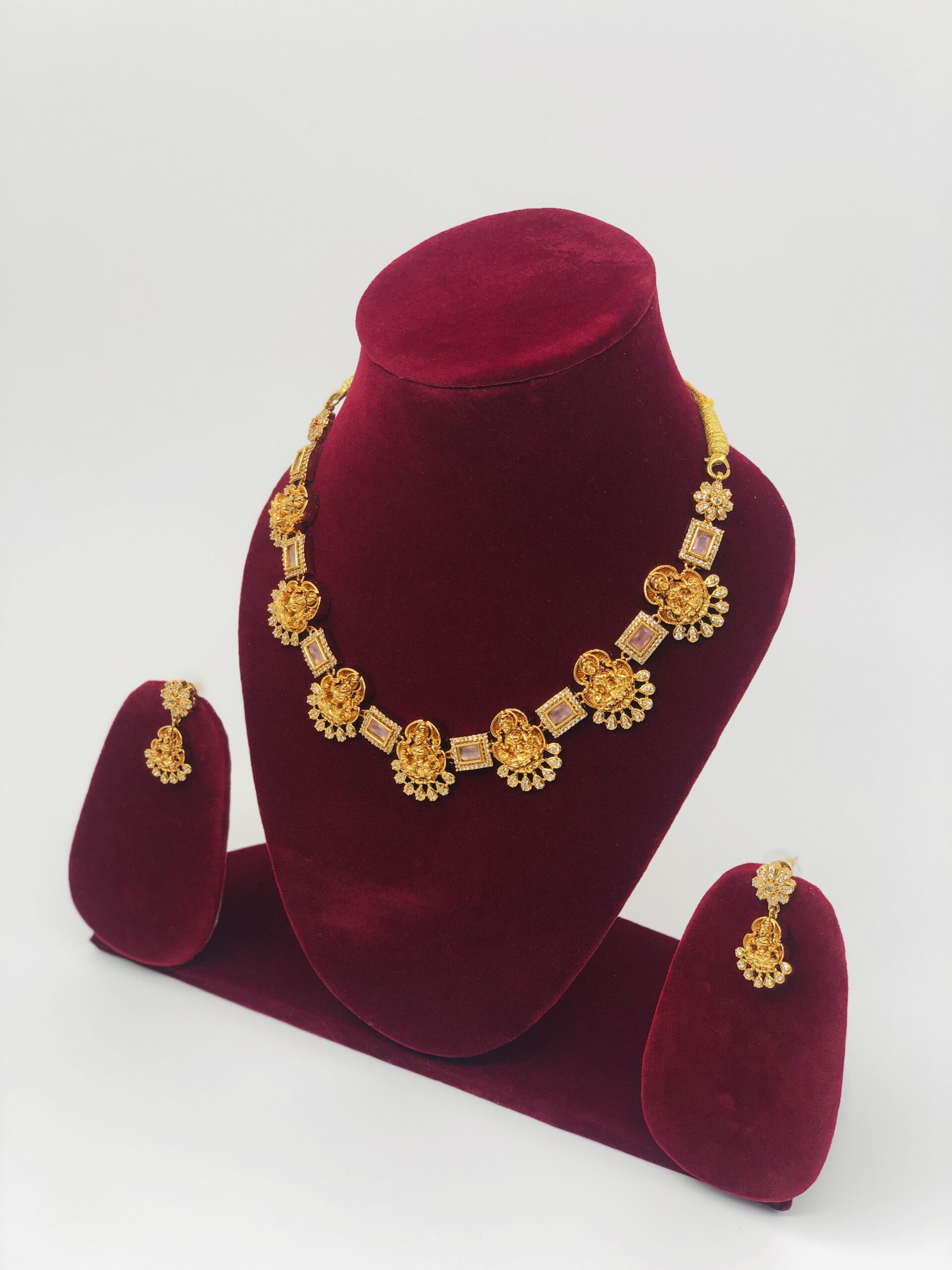 Gold-Tone Lakshmi & Rose Quartz Choker Set - Image 2