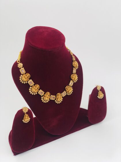 Gold-Tone Lakshmi & Rose Quartz Choker Set