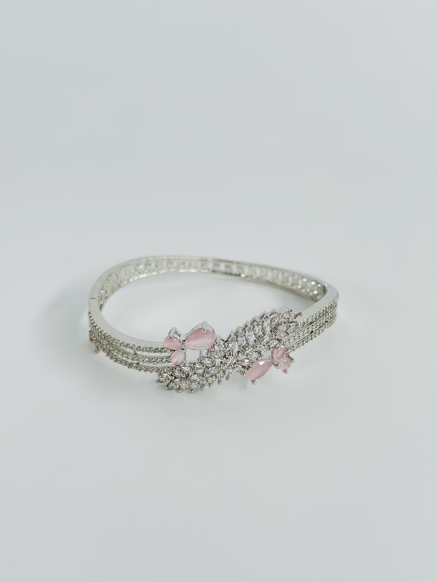 Pink & White Stone Rhodium-Tone Bracelet - Image 3