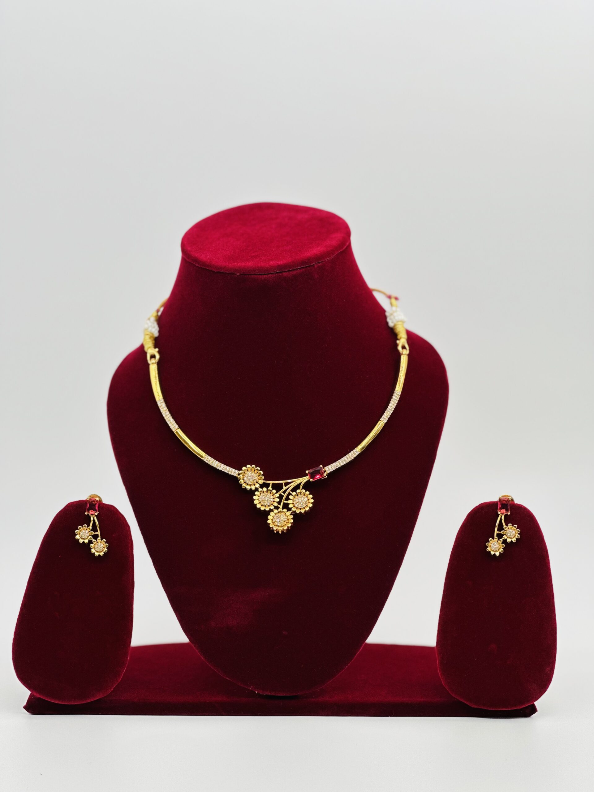 Floral American AD & Ruby Tone Set