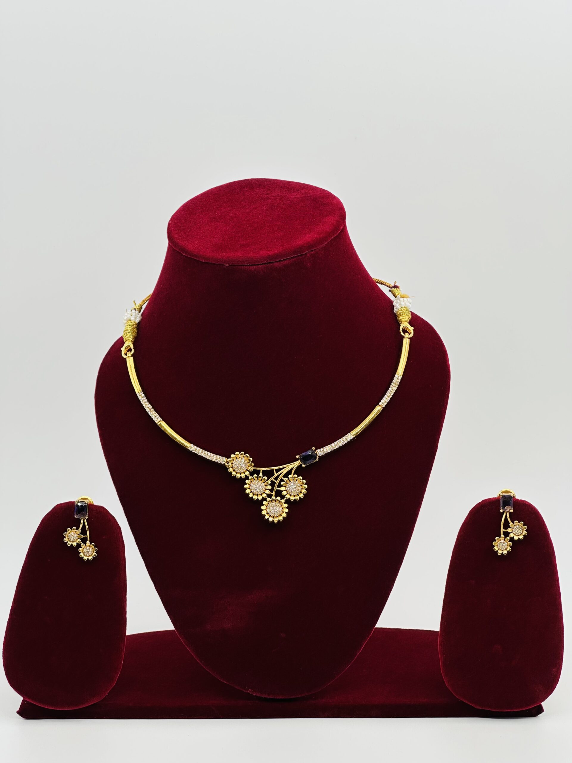 Floral American AD & Sapphire Tone Set
