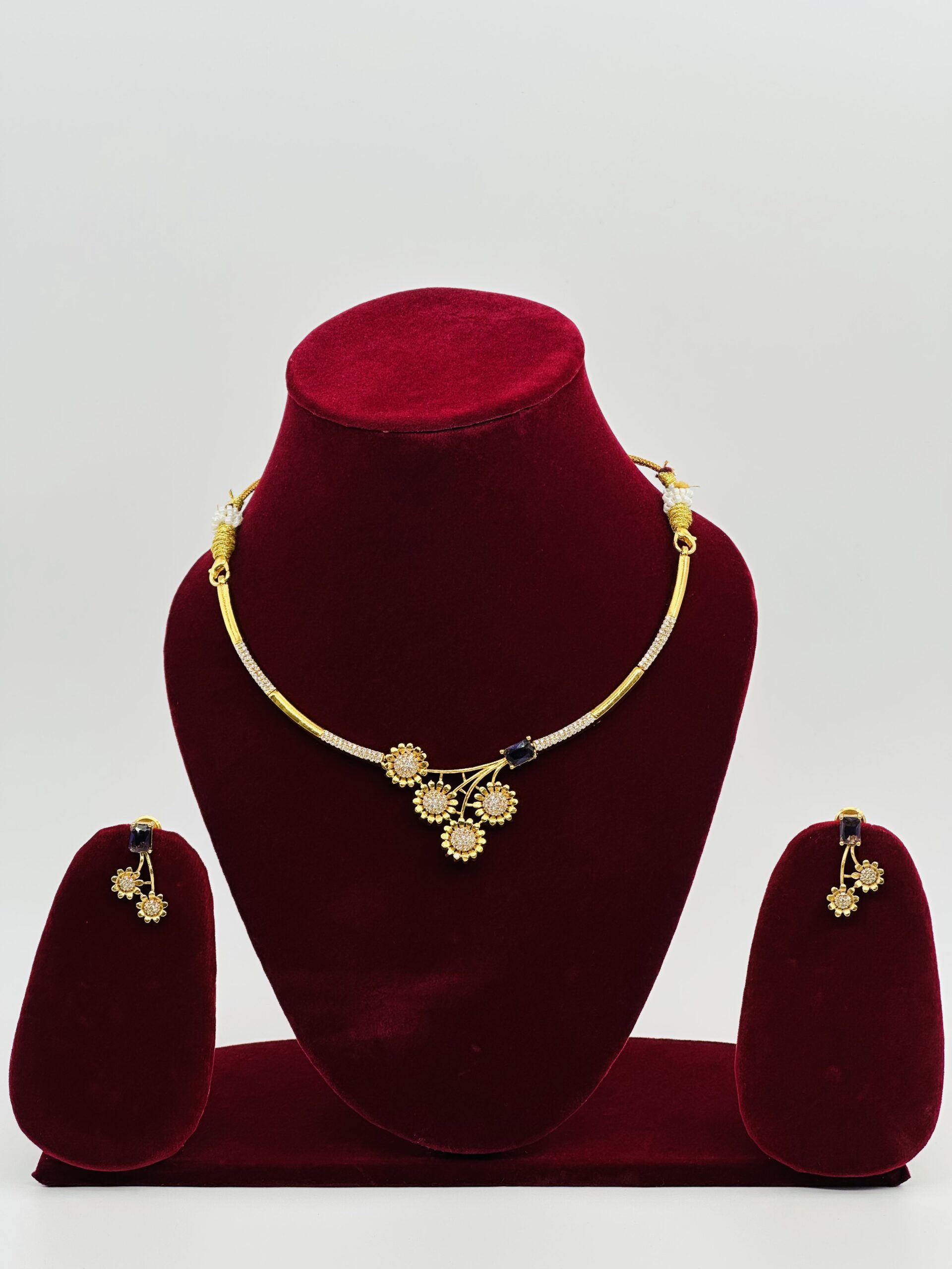Floral American AD & Sapphire Tone Set - Image 4