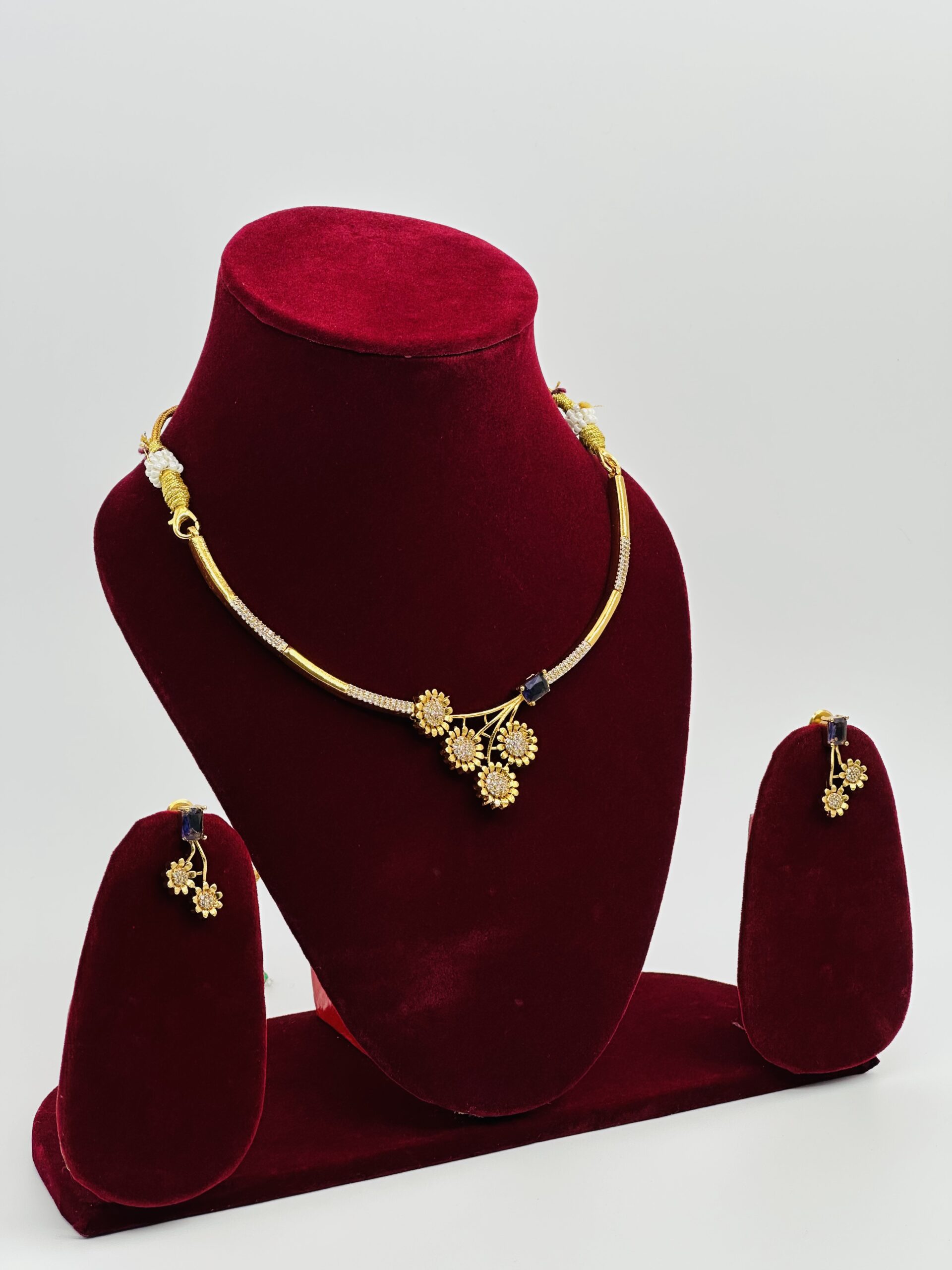 Floral American AD & Sapphire Tone Set - Image 3