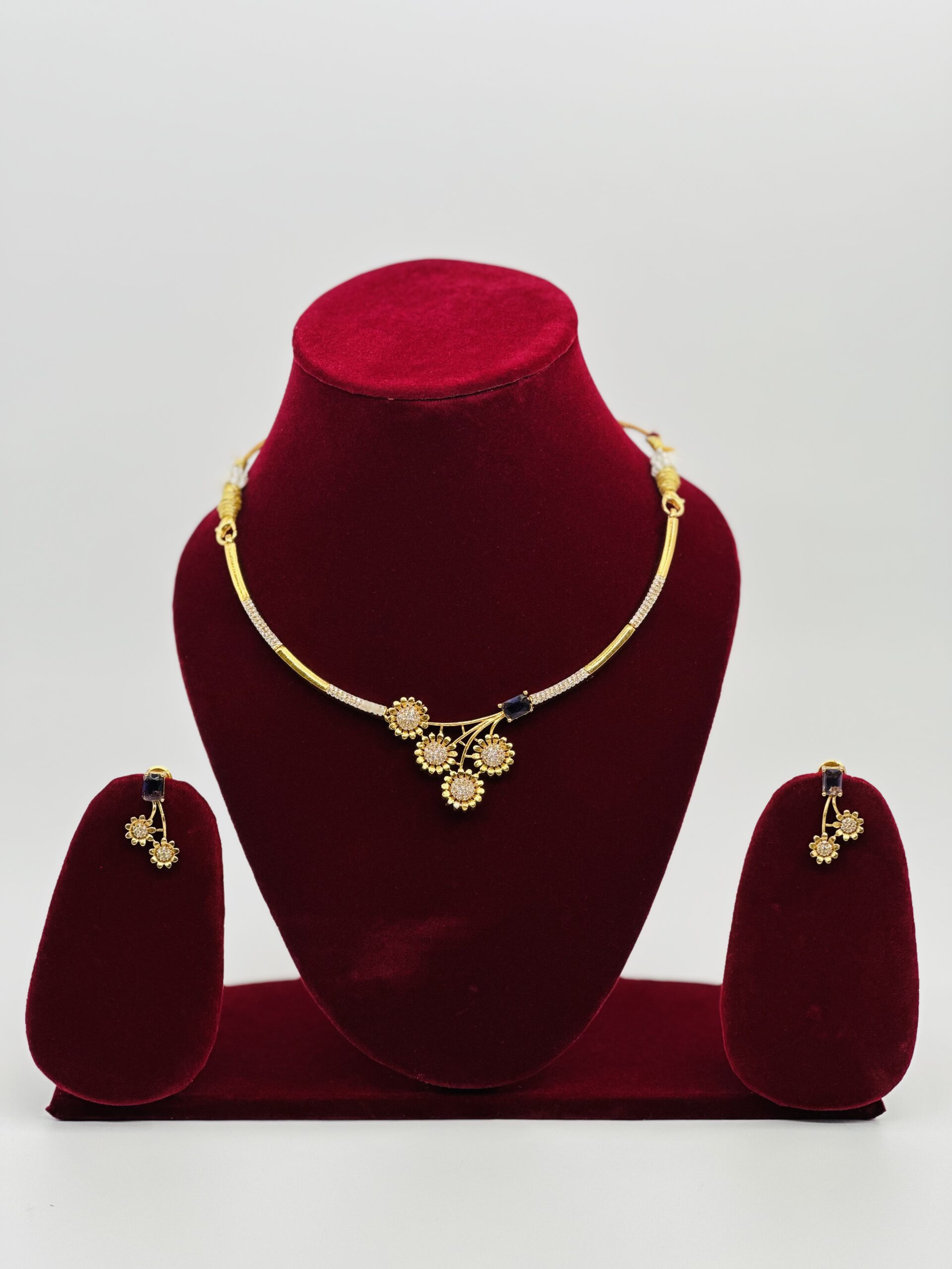 Floral American AD & Sapphire Tone Set - Image 2